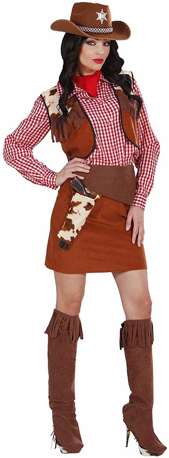 Ladies Cowgirl Costume Small UK 8 10 for Wild West Cowboy Fancy Dress BigaMart