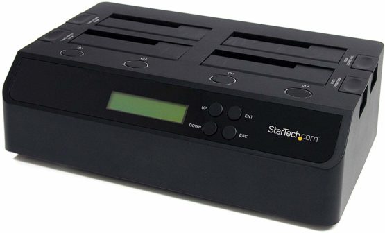 StarTech 4 Bay USB 3.0/ eSATA Hard Drive Duplicator Dock for 2.5" & 3.5" SATA/ IDE SSD HDD - Standalone 1:3 Copier Docking Station (SATDOCK4U3RE), Black
