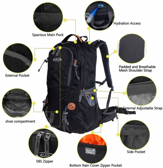 G4Free 50L Rucksack Hiking Backpack Mountaineering Bag Waterproof Travel Camping Trekking Daypack Outdoor Sports Backpack with Rain Cover for Men Women - Image 3