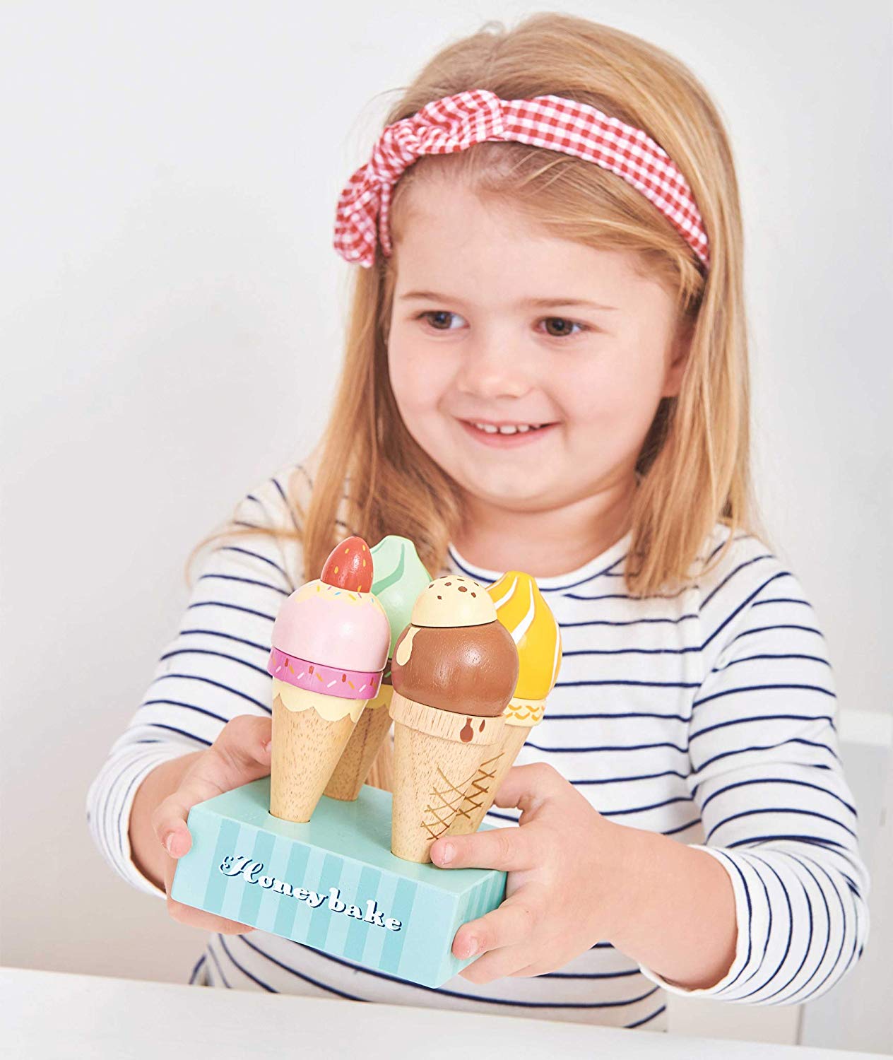 Le Toy Van - Educational Wooden Toy Honeybake Ice Creams Pretend Play Kids Playset, Ic Cream - Image 4