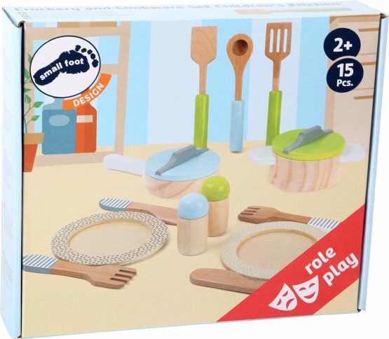 small foot 11098 Dishes and Cookware Set "Play Kitchen" made of wood, perfect addition to every play kitchen, 15 pcs. - Image 4