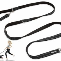 Dog Lead, Hands Free Dog Leash,Multifunctional Dog Rope Training Leads for Running Walking Hiking, adjustable to 4 different lengths Nylon Double Running Lead for Small, Medium or Large Dogs