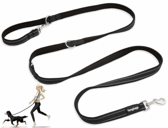Dog Lead, Hands Free Dog Leash,Multifunctional Dog Rope Training Leads for Running Walking Hiking, adjustable to 4 different lengths Nylon Double Running Lead for Small, Medium or Large Dogs