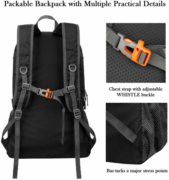 POKARLA 40L Lightweight Packable Backpack Hiking Daypack Walking Rucksack Foldable Camping Sports Outdoor Knapsack for Women Men - Image 4