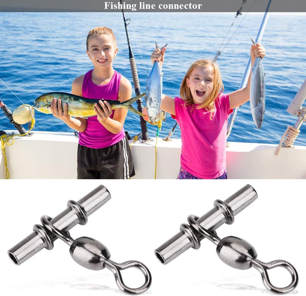 Alomejor 5 Types 20pcs Fishing Swivels Connector Copper Fishing Crimp Swivel Cross line Crane Swivel T shape Barrel Snap Hook Line Connector (3#) - Image 4