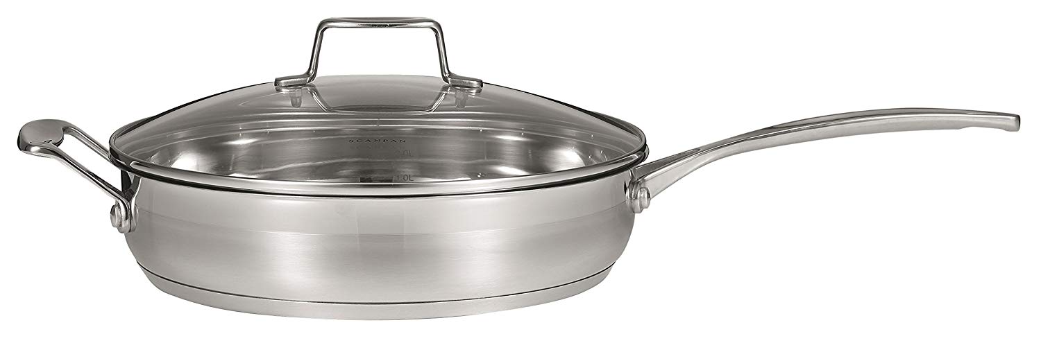 SCANPAN Impact 28 cm Saute Pan with Lid, Silver, 11"