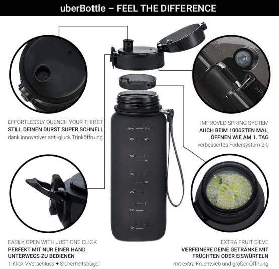 720°DGREE Water Bottle “uberBottle“ +Fruit-Infuser - 350ml, 500ml, 650ml, 1L - BPA-Free Tritan, Leakproof, Reusable - Sports Drinking Bottle for Kids, Gym, Fitness, Outdoor, Cycling, School - Image 2