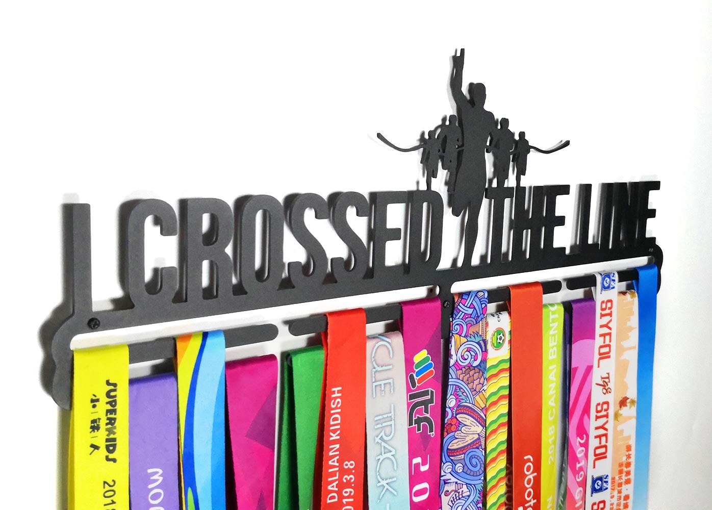 Sports Medal Holder Medal Hanger Display I Crossed the Line Running Carbon Steel Two Tiers Professional Wall Mount - Image 3