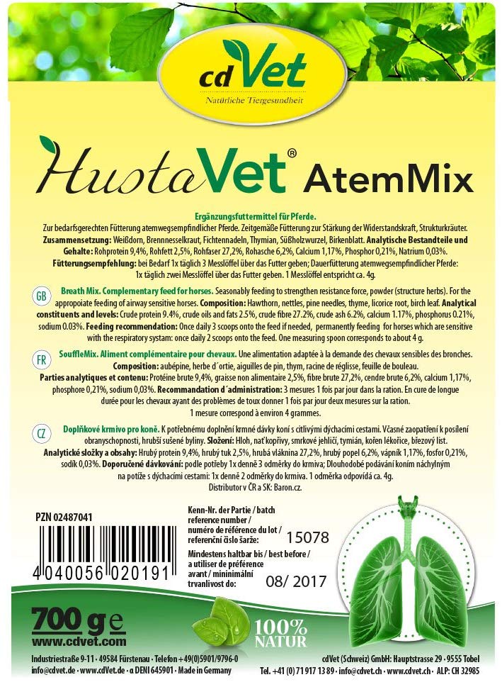 cdVet Natural Products CoughVet BreathMix 700 g, for the needs-based feeding of respiratory tract sensitive horses - Image 2