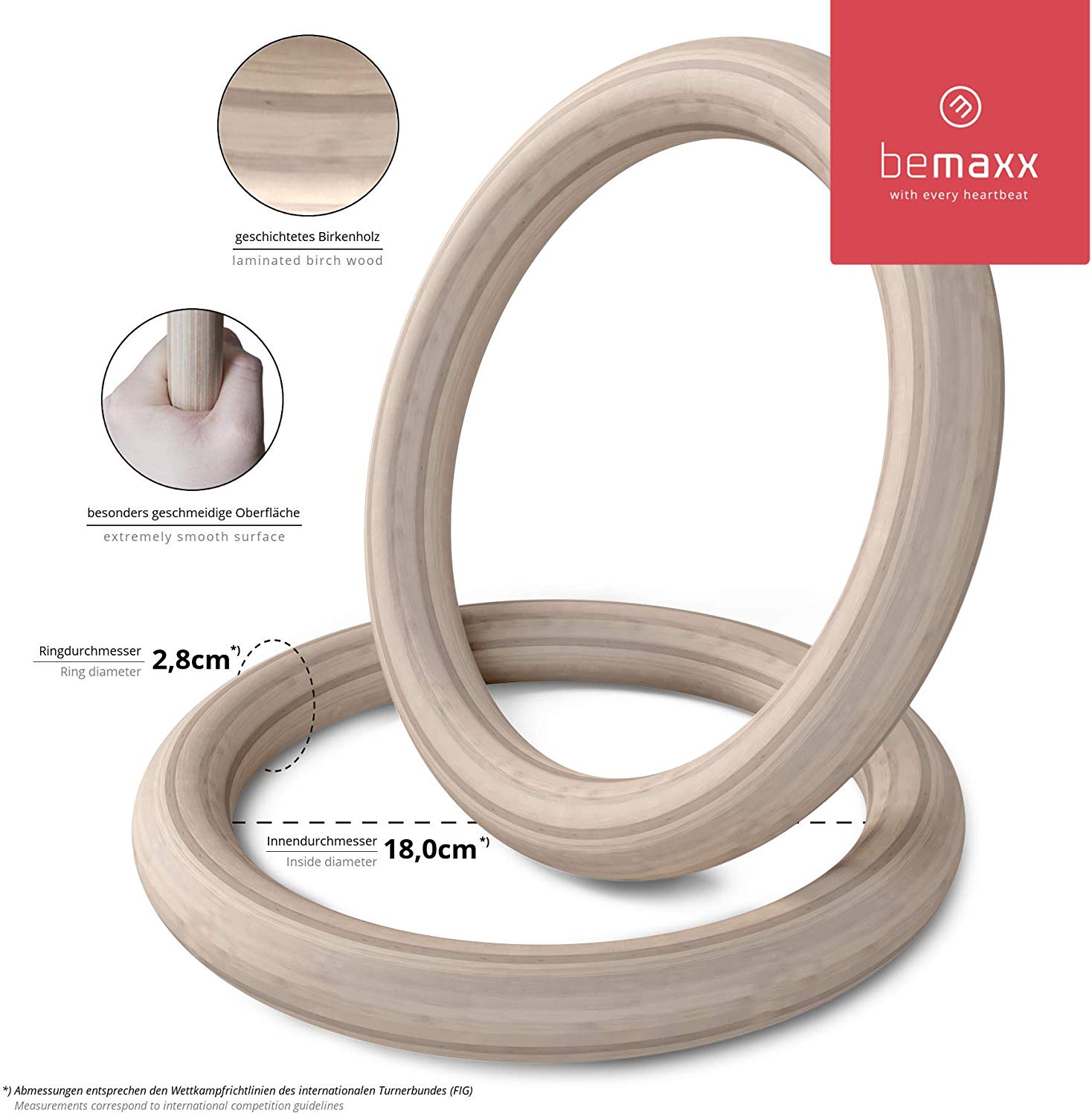 Gymnastics Rings Wooden Gym Rings + Door Anchor & Training eBook