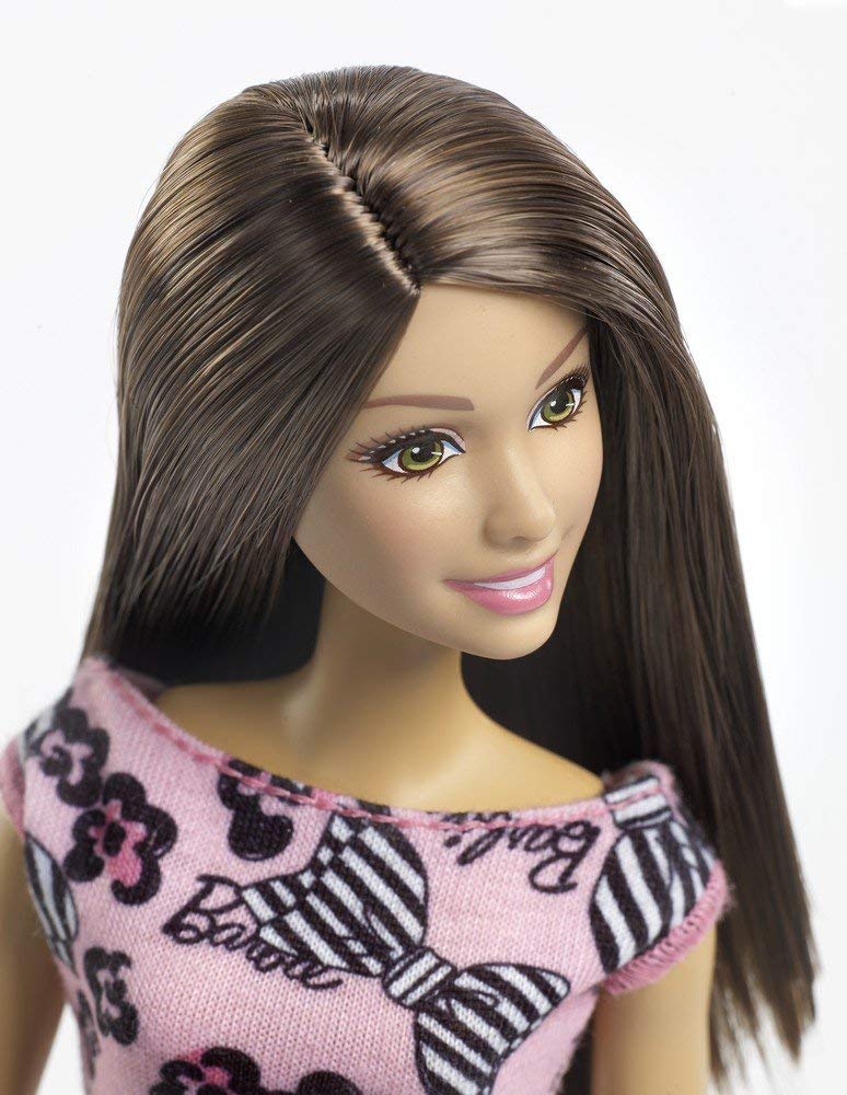 Barbie Fashion Doll Pink Dress With Black & Pink Flowers, Medium - Image 3