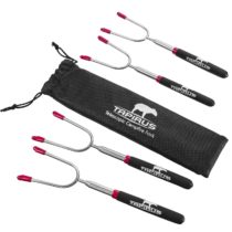 Tapirus Marshmallow Roasting Sticks | Set of 4 Extra Long Extendable Campfire Sticks | Protect Kids with Insulated Handles | Extendable Smore & Hot Dog Skewers | Heavy Duty Metal Camping Equipment