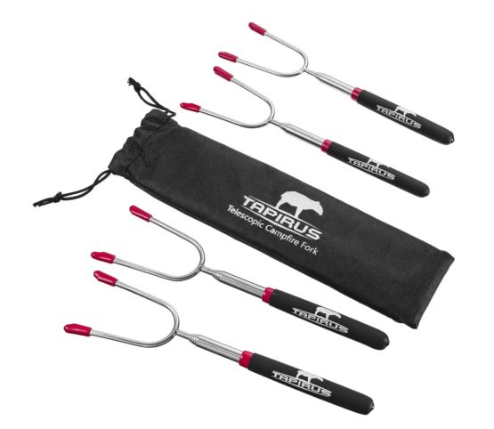 Tapirus Marshmallow Roasting Sticks | Set of 4 Extra Long Extendable Campfire Sticks | Protect Kids with Insulated Handles | Extendable Smore & Hot Dog Skewers | Heavy Duty Metal Camping Equipment