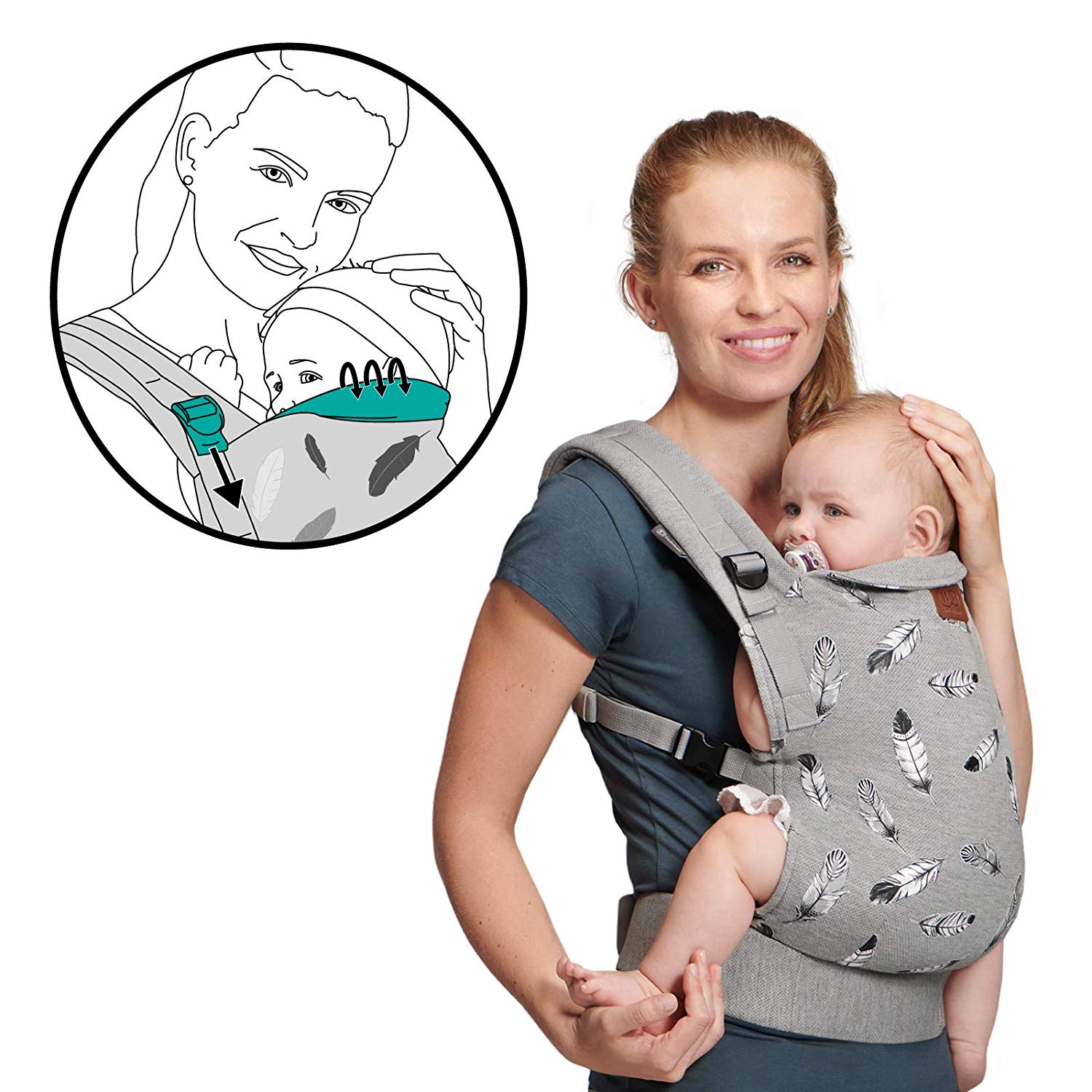 Kinderkraft Baby Carrier MILO, Ergonomic Sling, Holder, Lightweight, Confortable, Ajustable - Image 3
