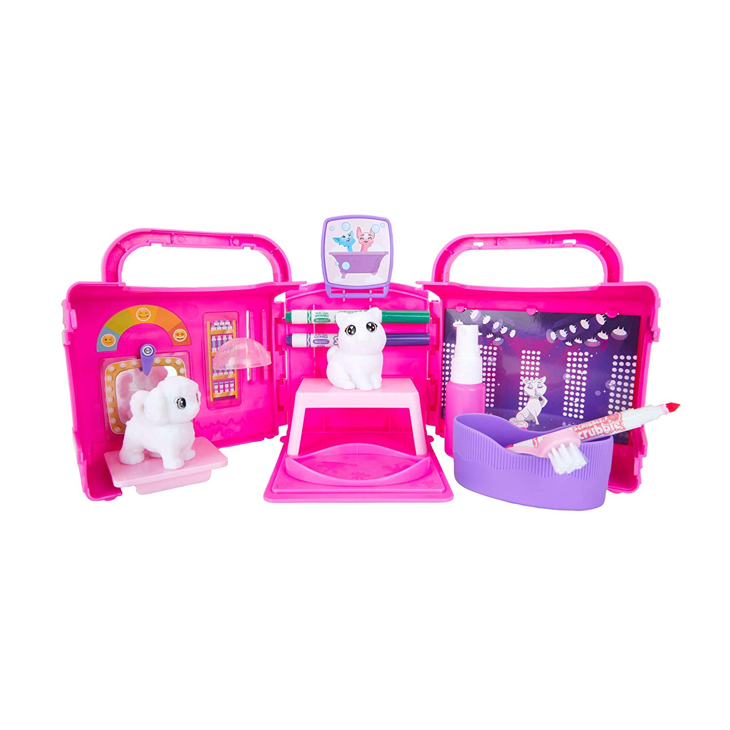 CRAYOLA Washimals Pets Beauty Salon Playset, Colour and Wash Includes Washable Pens and Dog and Cat Figures For Ages 3+ - Image 3