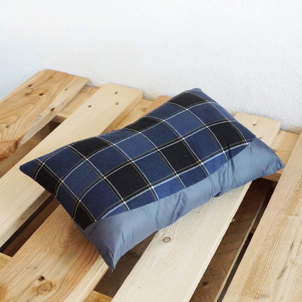 Outdoorer camping cushion, blue check, light, small packsack, travel pillow - Image 3