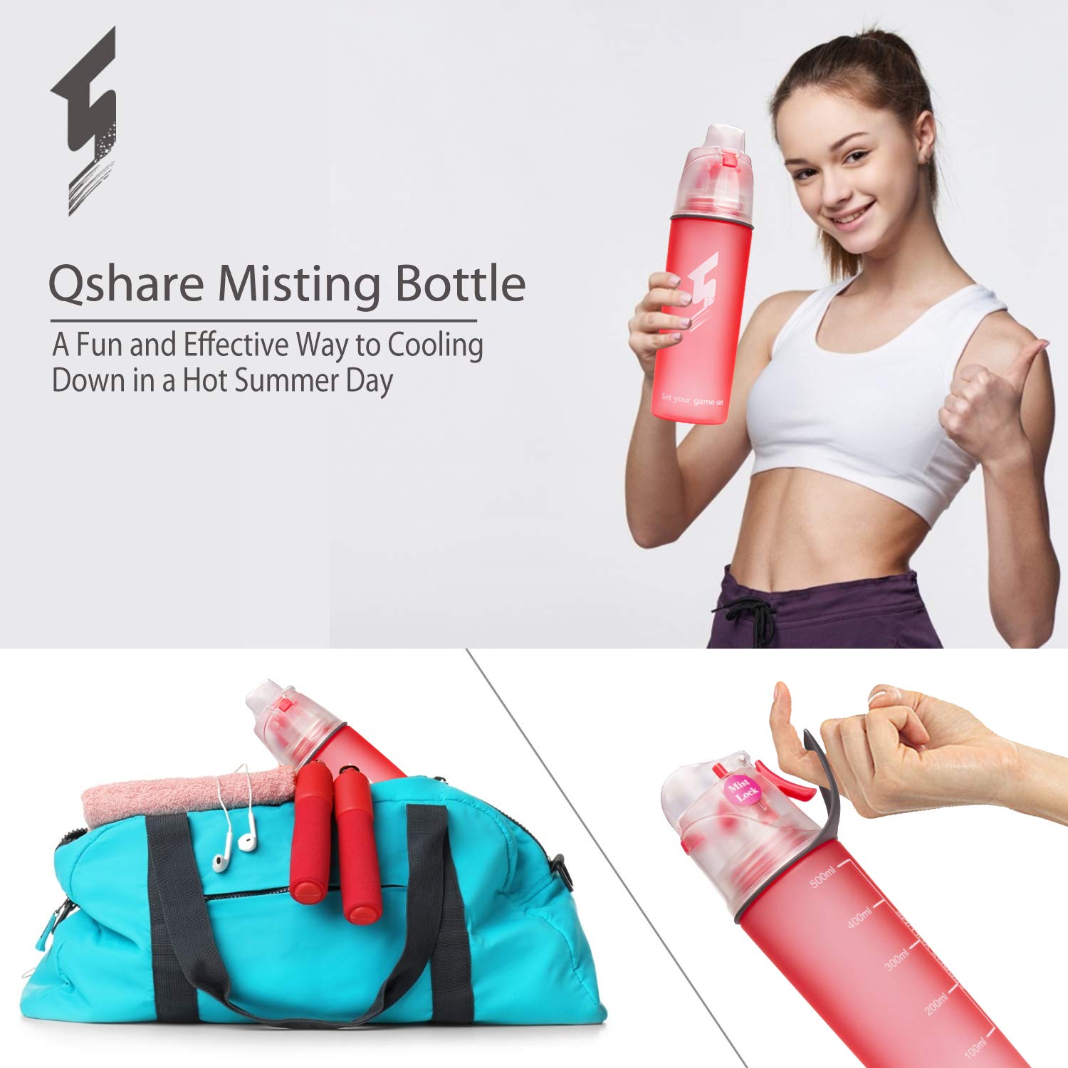Qshare Misting Drinking Water Bottle - Image 3