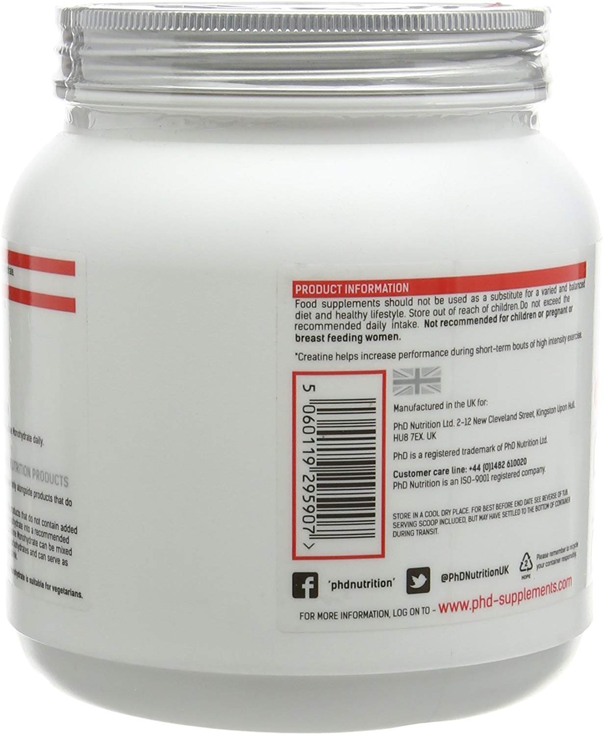 PhD Nutrition 100% Micronised Creatine Monohydrate Powder, 100% Creatine Monohydrate, 50 Servings (Pack of 1) - Image 3