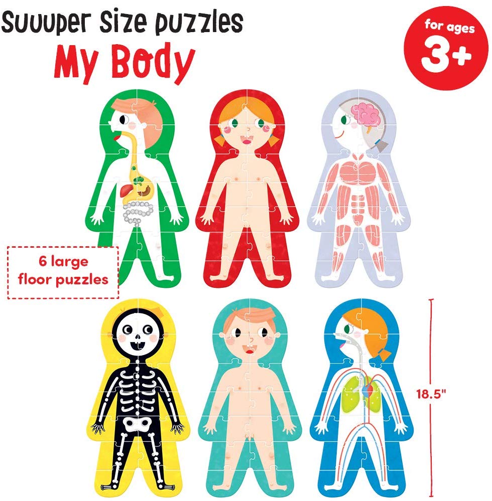 Banana Panda, Suuuper Size Puzzles My Body, Set of 6 Large Floor Puzzles for Learning for Children from 3 Years (English) - Image 2