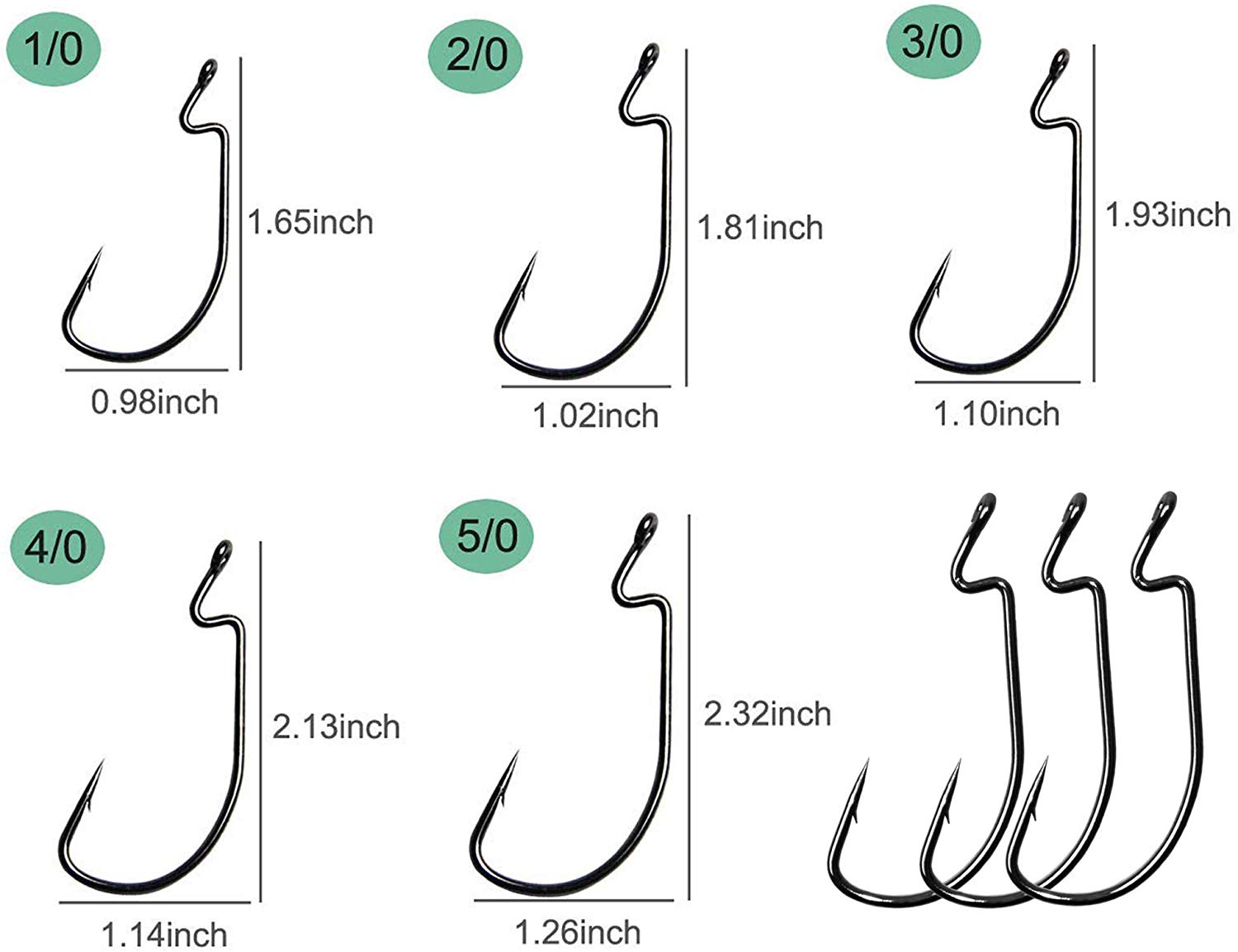 Shaddock 50pcs Offset Worm Hooks Wide Gape Fishing Hooks High Carbon Steel Sharp Jig Hook for Bass & Trout - Image 2