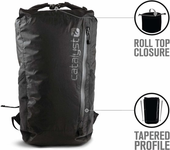 Ultra Lightweight Waterproof Backpack Foldable 10 000mm ULTRA Resistant fabric by Catalyst, Tactical Military Gear for Exotic Places, Fishing, Beach, Hiking, Dry Bag Black Backpack Daypack Packable - Image 2