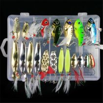 RoseFlower Fishing Lure Kits Mixed Universal Artificial Soft Baits Set Including Spinning Lures, Plastic Worms, Frogs, Single Hooks, Swivels and Tackle Box - Freshwater Saltwater Fishing Equipment