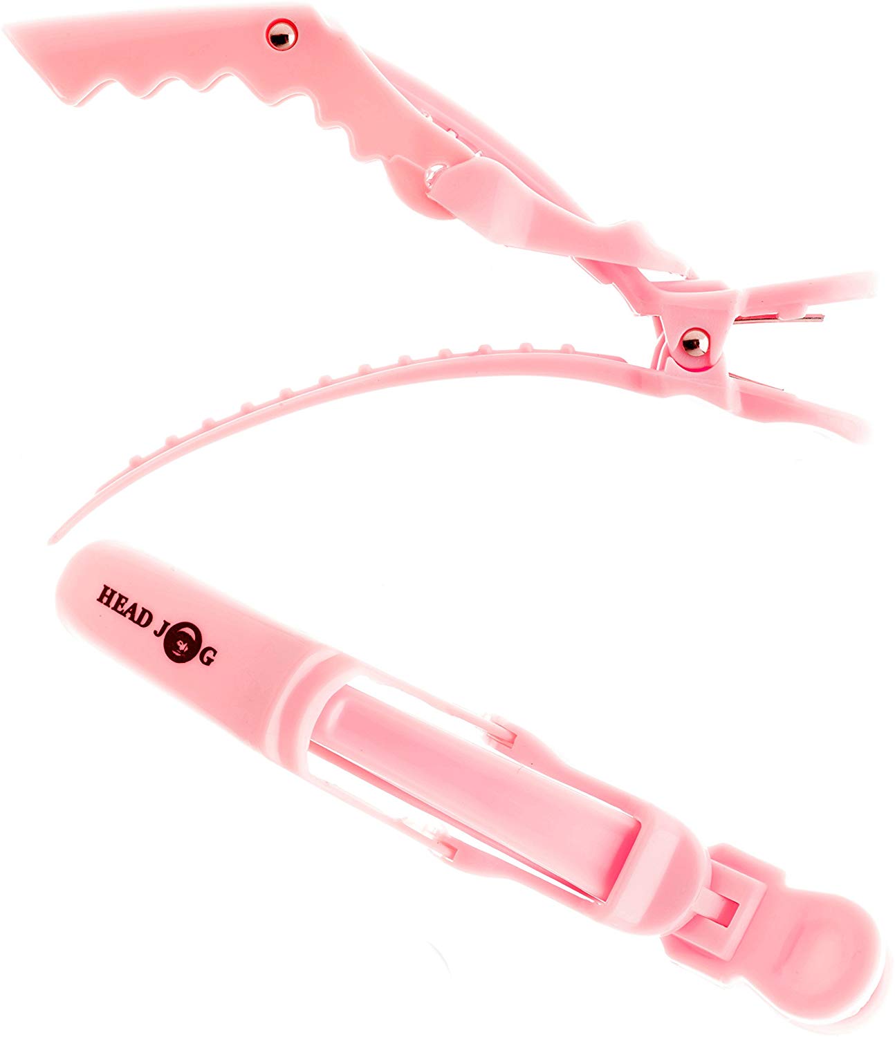 Head Jog Pink 4 Pack Dino Klipz Salon Sectioning Hair Clips. Crocodile Grips Hairdressing Accessories For Styling & Sectioning With Strong Grip Lock Teeth. Suitable For Long & Short Hair (4 Pack)