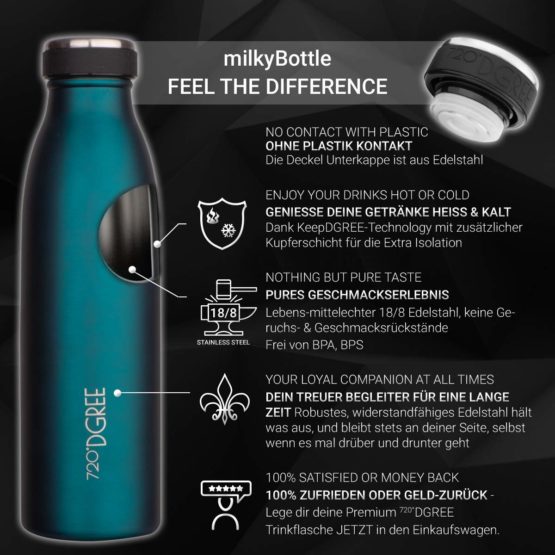720°DGREE Vaccum Insulated Water Bottle “milkyBottle“ - 350ml, 500ml, 750ml, 1L - Leakproof, BPA-Free - Stainless Steel Thermo Flask for Sports, Gym, Kids, Yoga, Outdoor - Keeps Your Drinks Hot/Cold - Image 2