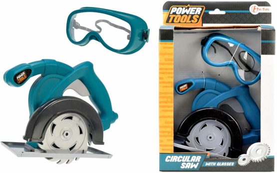 Toi-Toys 38033A Power 38033A-Scie circulaire avec lunettes sécurité, jeu de Pour Enfants Jouets Tool for Children, Multicolored