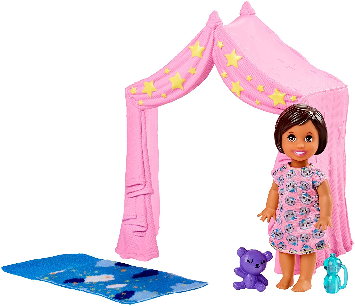 Barbie Skipper Babysitters Inc. Bedtime Playset with Small Doll, Tent and Sleeping Bag, Multicoloured
