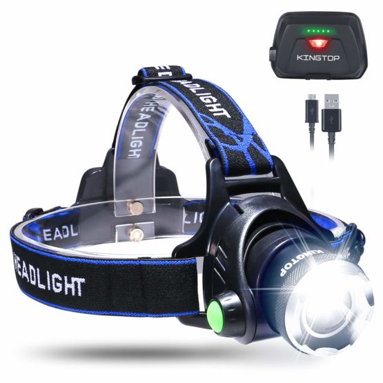 KINGTOP Waterproof USB Rechargeable LED Zoomable Head Light Torch Lamp with Internal Lithium Battery