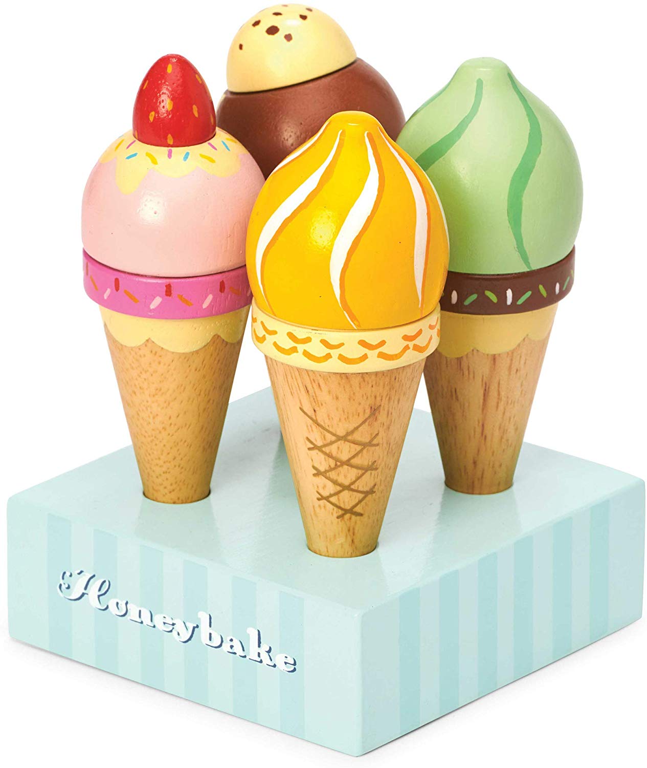 Le Toy Van - Educational Wooden Toy Honeybake Ice Creams Pretend Play Kids Playset, Ic Cream
