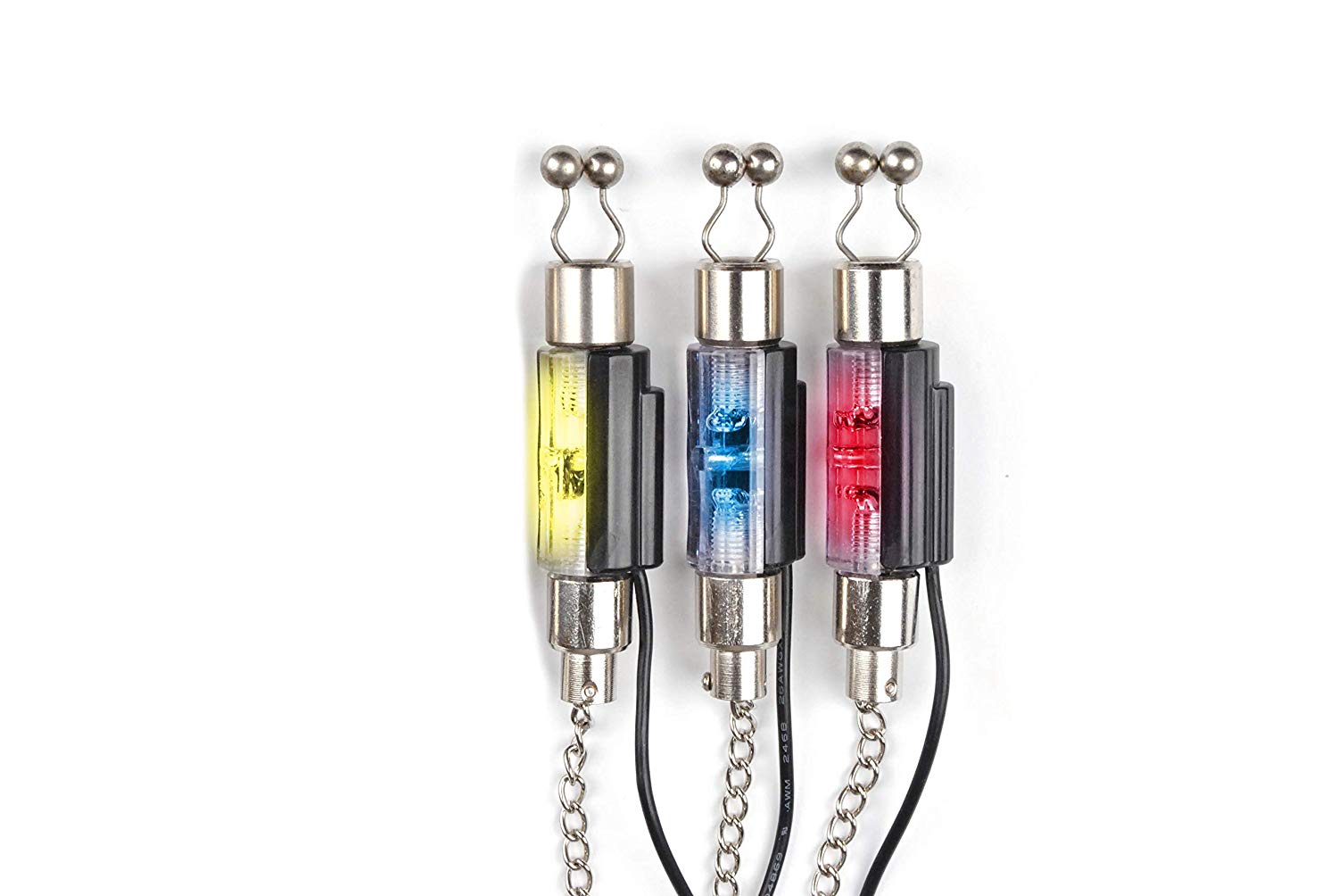 Dr.Fish Bite Indicator Set 3 Bobbins Carp Fishing Portable LED Illuminated Bite Alarms with 2.5mm Jack Plug - Image 2