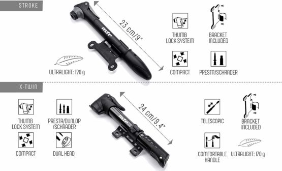meteor Portable High Pressure Mini Bike Hand Pump for Road Bicycle Mountain Bike MTB Frame Presta Schrader and Dunlop Suitable Connector Stored Fully Inside Light Powerful - Image 2