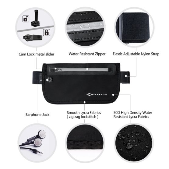 MYCARBON Travel Money Belt RFID Against Invisible Theft Secret Wallet Hidden Under Clothes Belt Wallet Security Travel Pouch - Image 3