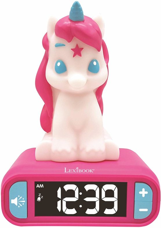 Lexibook Night Light, Snooze Sound Effects, Childrens Clock, Luminous Unicorn, Pink Colour