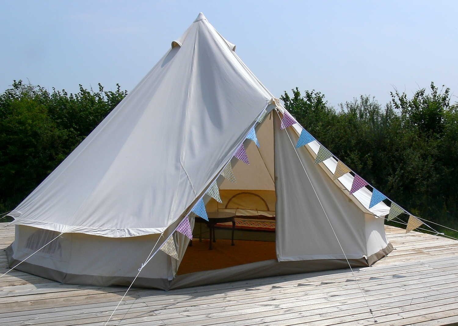 Cozy house Outdoor Waterproof Four Seasons Family Camping Cotton Canvas Bell Tent with Meshed Door and Windows (Diameter 4M) - Image 4