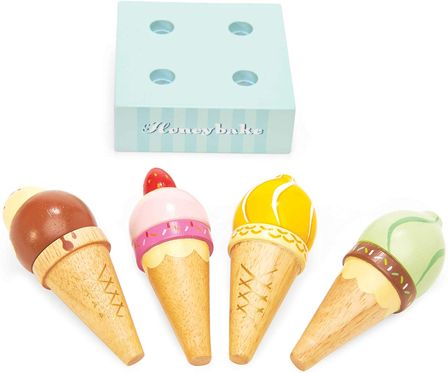 Le Toy Van - Educational Wooden Toy Honeybake Ice Creams Pretend Play Kids Playset, Ic Cream - Image 2