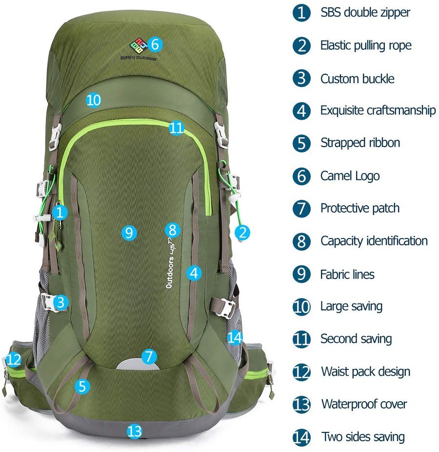 CAMEL CROWN Rucksack 45L Hiking Backpack Waterproof Travel Backpack ...