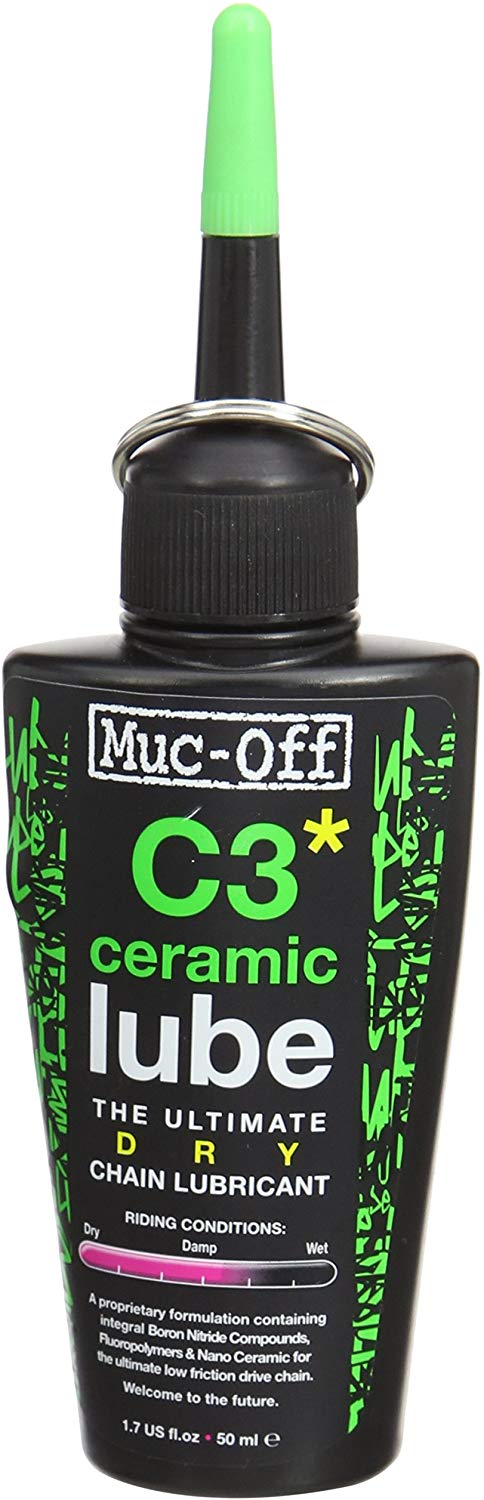 Muc-Off C3 Dry Weather Ceramic Lube, Ultra Durable Biodegradable Bike Chain Oil with Ceramic Coating and UV Dye
