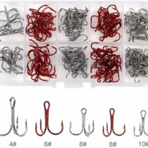 Croch Fishing hook Triplet treble round bend -130Pcs high carbon steel sharp barbed fish hooks-size:4#,6#,8#,10#