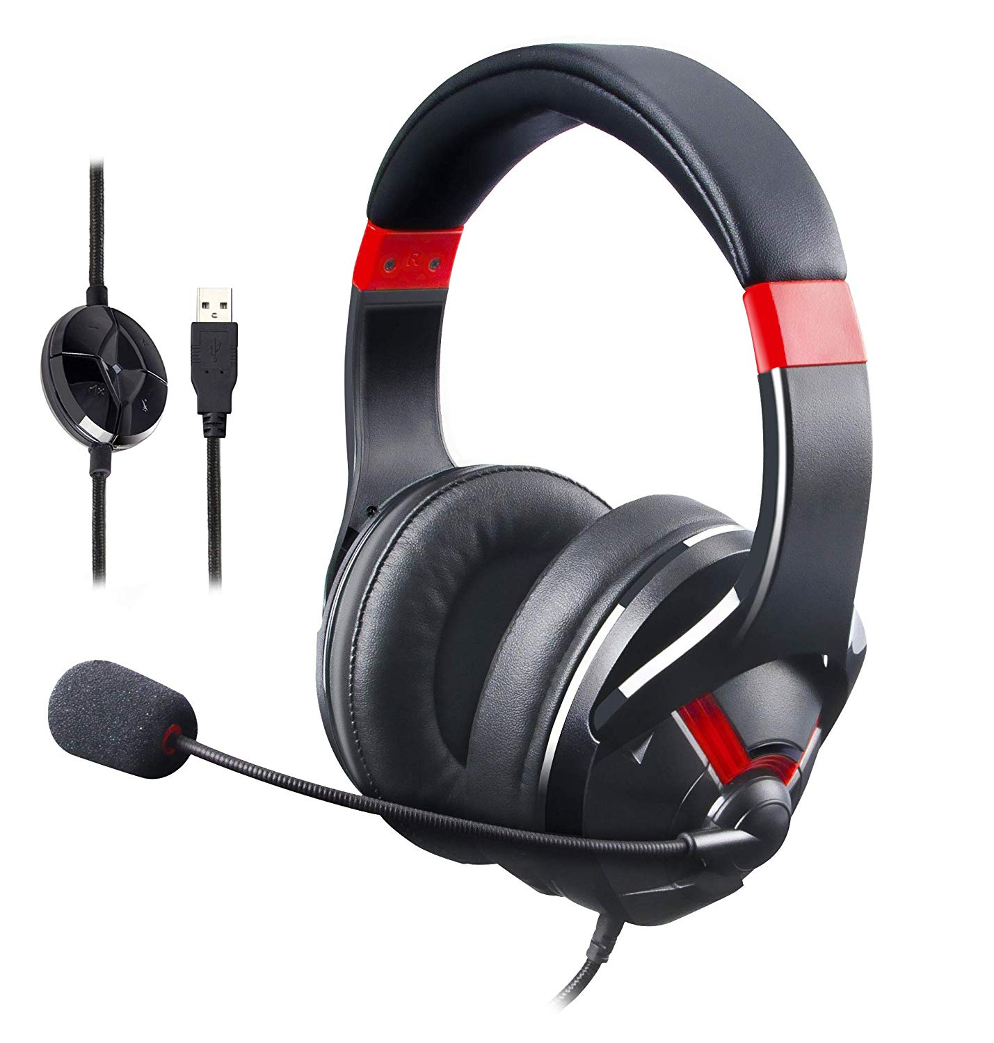 Amazon Basics Gaming Headset with Microphone for PC, Red BigaMart