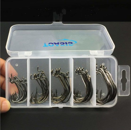 Toasis Wide Gap Offset Soft Lure Worm Hooks Assorted Sizes Pack of 50pcs - Image 3