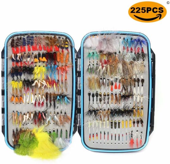 YZD Trout Fly Fishing Flies Collection 225/194/180/110/60 Premium Flies Dry Wet Nymph Streamers Fly with Fly Box Flyfishing Flys Lures Kits
