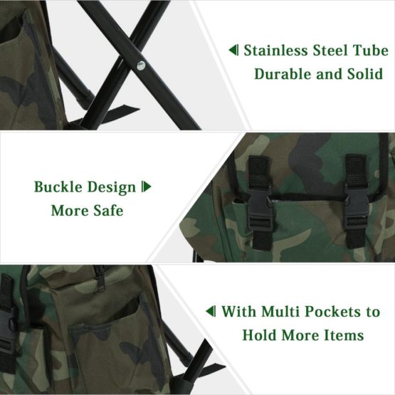 VGEBY Outdoor Foldable Stool Seat, Portable Outdoor Foldable Stool Seat with Bag Packpad for Fishing Camping Traveling - Image 3