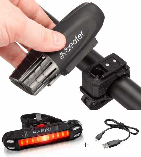 Cycleafer® Bike Lights Set USB Rechargeable Powerful Lumens Front and Back Light Bicycle Accessories for Night Riding, Cycling Headlight Tail Rear Reflectors for Kids, Road, Mountain Bike.