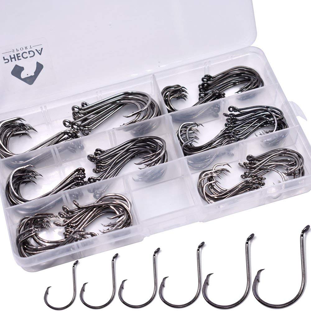 150pcs/Box Octopus Fishing Hooks Set Barbed Sport Circle Hooks Sea Fishing Terminal Tackle Hooks Size 1/0~6/0 (150pcs/box 7384 sport circle hooks)