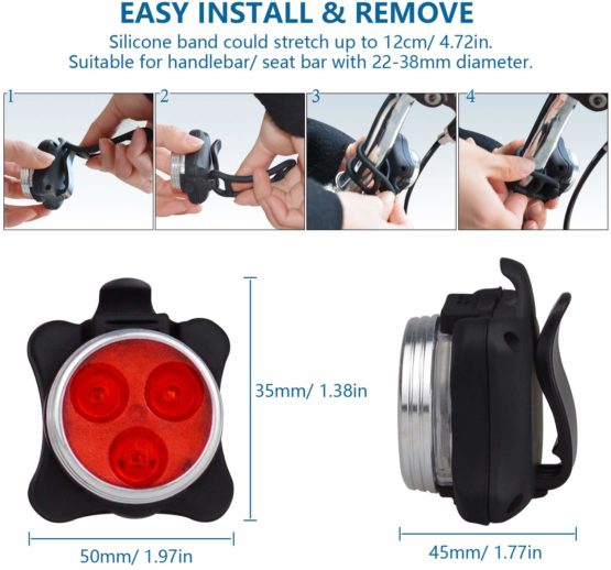Balhvit Bike Light Set, Super Bright USB Rechargeable Bicycle Lights, IPX4 Waterproof Mountain Road Bike Lights Rechargeable Front Light & Rear Light - Image 2