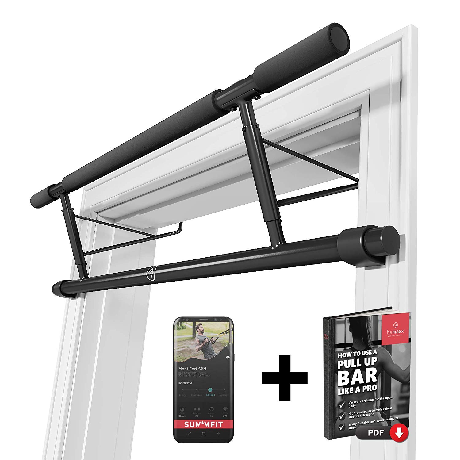 Pull Up Bar Door Frame NO Screws + Exercise EBook Professional Chin
