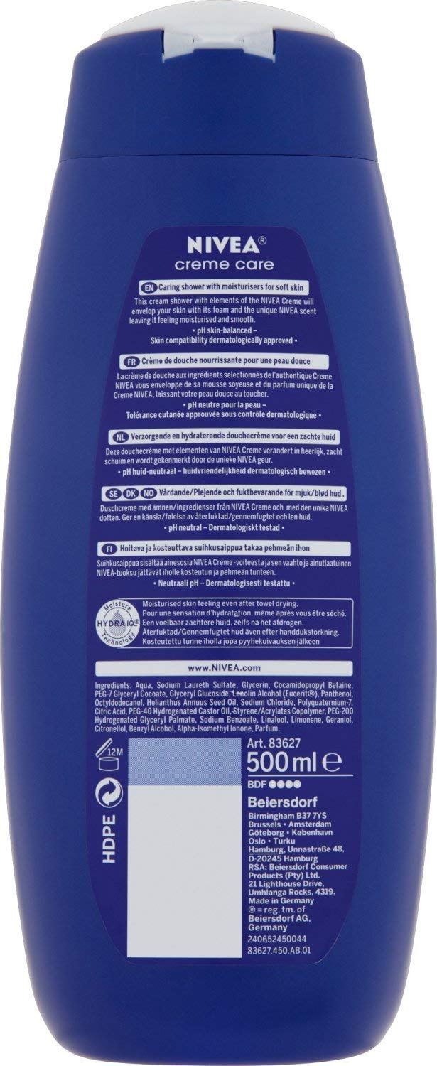NIVEA Crème Care Shower Cream (500ml, Pack of 6) Caring Shower Body Cream Enriched with Almond Oil - Image 2
